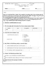 English Worksheet: 8th form  over all test n 1