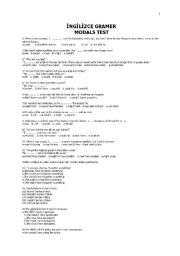 English Worksheet: modals test