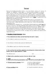 English Worksheet: family life