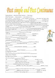 English Worksheet: Past simple and past continuous