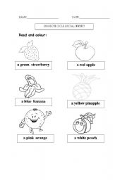 English Worksheet: coloring fruits
