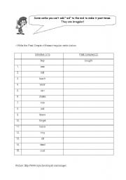 English worksheet: irregular verbs exercise