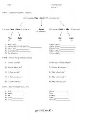 English worksheet: A quiz for elementary classes