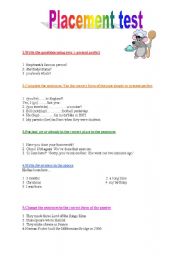 English Worksheet: entry test 1