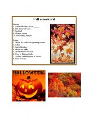 English Worksheet: Fall crossword