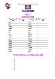 English worksheet: Past Simple Card 2