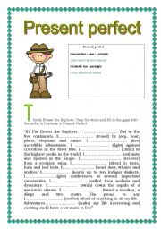 English Worksheet: Present perfect (grammar, reading, writing)