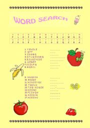 English worksheet: food word search