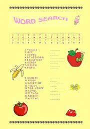 English Worksheet: food word search