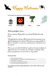 English Worksheet: Jack-o-lantern reading