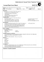 English Worksheet: Lesson Plan - Furniture and Prepositions