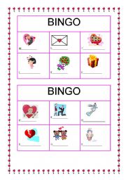English Worksheet: St Valentines set of bingo cards - Part one
