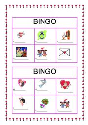 English Worksheet: St valentines bingo cards - part two