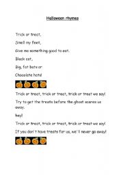 English Worksheet: Halloween rhymes