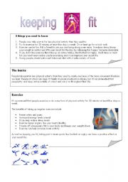 English Worksheet: Keeping Fit