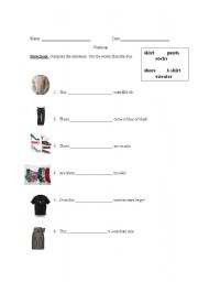 English worksheet: Clothes