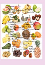 English Worksheet: some or any and fruits