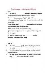 English Worksheet: Adjective and Adverbs