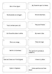 Drill cards for practicing and revising interrogative and negative of to be