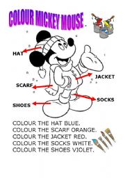 English Worksheet: colour mickey mouse