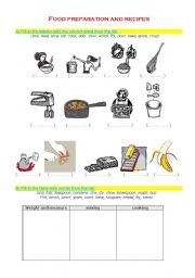 English Worksheet: Food preparation and recipes