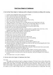 English Worksheet: Past Simple or Past Continuous