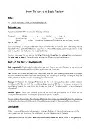 English Worksheet: How to write a book review