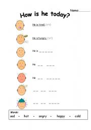 English Worksheet: basic feelings writing exercise