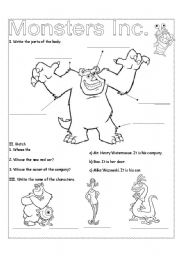 English Worksheet: Monsters Inc. 