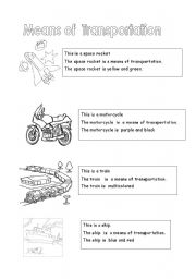 English worksheet: MEANS OF TRASPORTATION