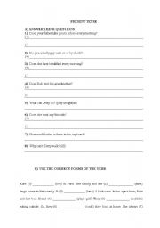 English Worksheet: PRESENT TENSE