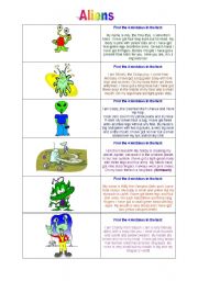 English Worksheet: Aliens - Reading exercise