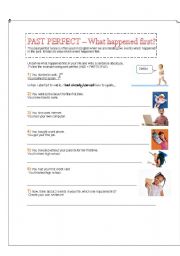 English Worksheet: PAST PERFECT - What happened first?