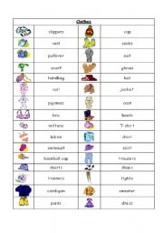 English Worksheet: Clothes flashcards