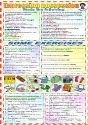 English Worksheet: EXPRESSING POSSESSION (B&W VERSION ICLUDED)