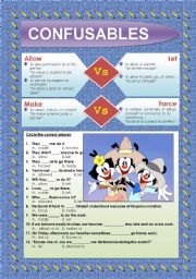 English Worksheet: CONFUSABLES: ALLOW - LET - MAKE - FORCE