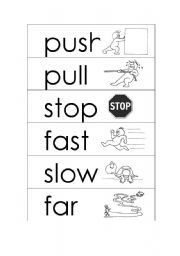 English Worksheet: science unit push and pull flashcards