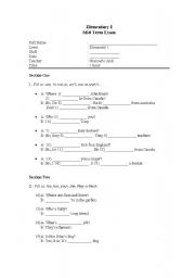 English Worksheet: Basic Exercises