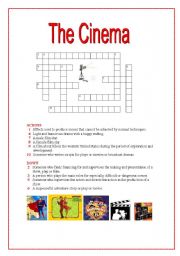English Worksheet: The cinema crosswords (with key)