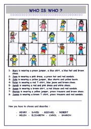English Worksheet: WHO IS WHO ?