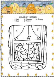 English Worksheet: Colour by number - HALLOWEEN