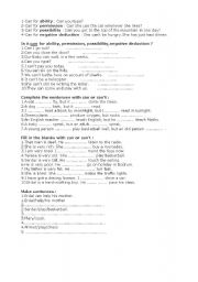 English Worksheet: can-cant