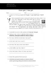 English Worksheet: Have got - Possessive s