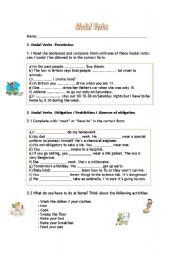 English Worksheet: Modal Verbs to express permission and obligation.