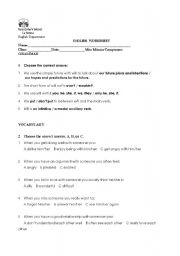 English Worksheet: will/wont