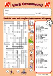 English Worksheet: Verb crossword 4