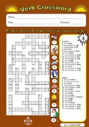 English Worksheet: Verb crossword 5