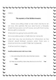 English worksheet: reading mystery
