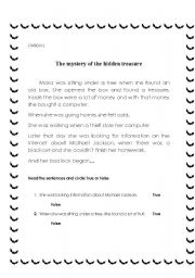 English Worksheet: reading mystery