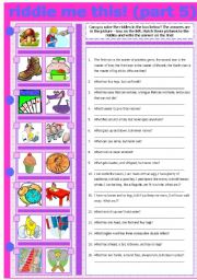 English Worksheet: RIDDLE ME THIS! (PART 5)